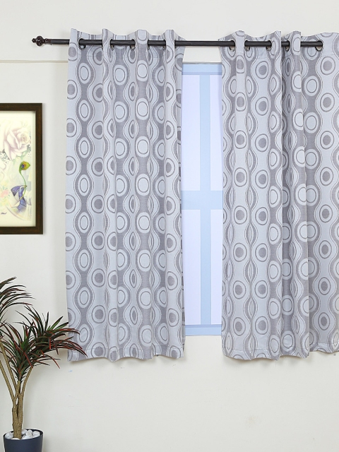 

RANGRAGE Grey & White Set of Single Window Curtains