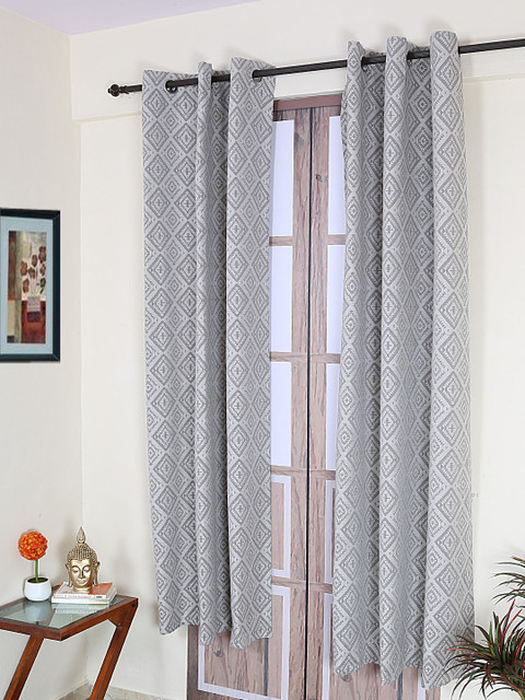 

RANGRAGE Grey & White Room Darkening Door Curtains