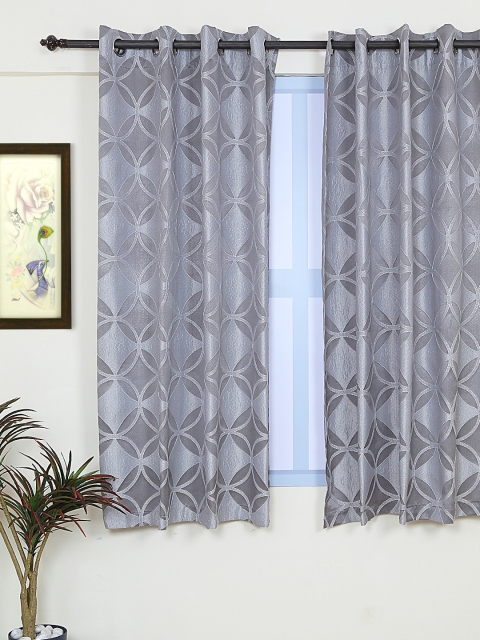 

RANGRAGE Grey & White Single Window Curtains