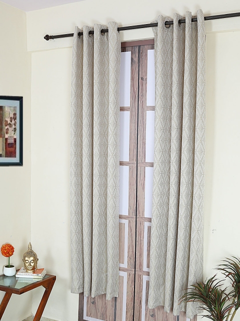 

RANGRAGE Cream-Coloured & Gold-Toned Set of Single Door Curtains