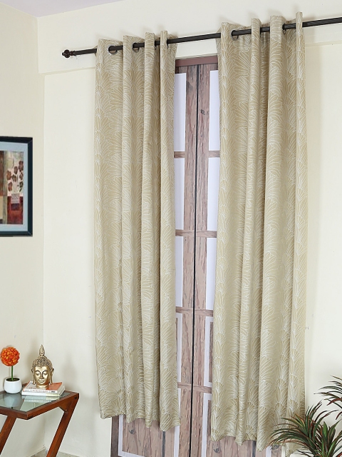 

RANGRAGE Gold-Toned & White Set of Single Door Curtains