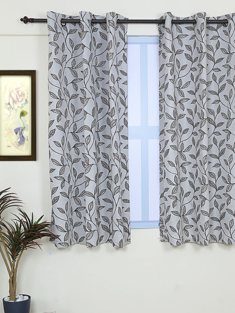 

RANGRAGE Brown & Grey Set of Single Window Curtains