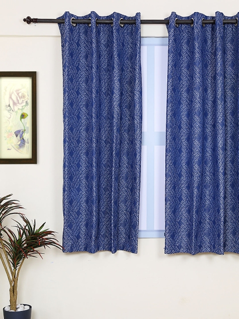 

RANGRAGE Blue & White Set of Single Window Curtains