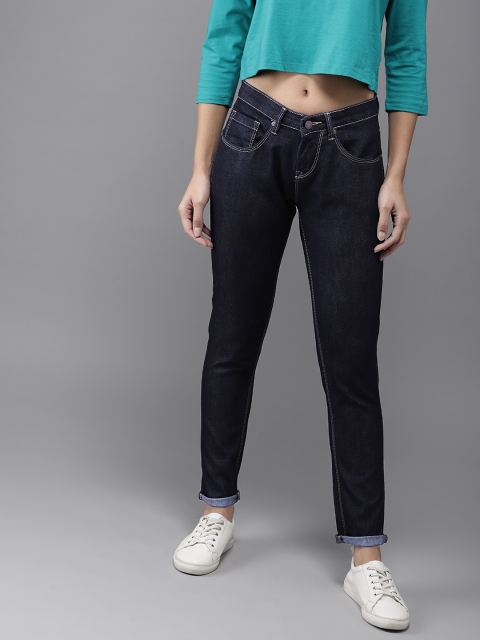 

HERE&NOW Women Navy Blue Skinny Fit Mid-Rise Clean Look Jeans