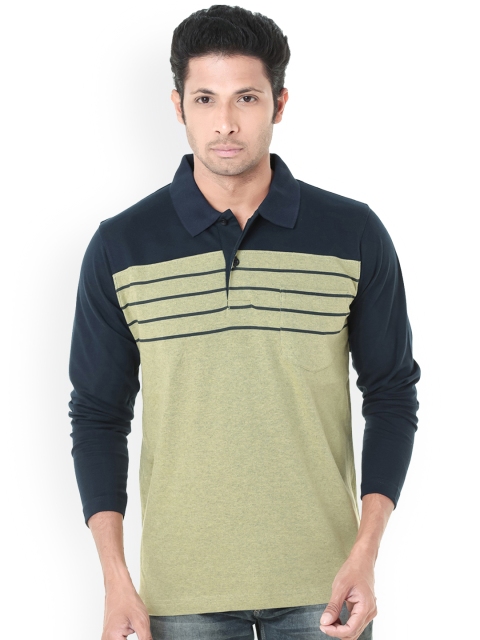 

WEXFORD Men Green Colourblocked Polo Collar T-shirt