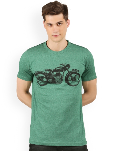 

WEXFORD Men Green Printed Round Neck T-shirt