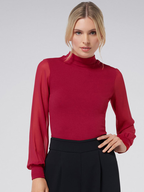 

Forever New Women Maroon Solid Fitted Top