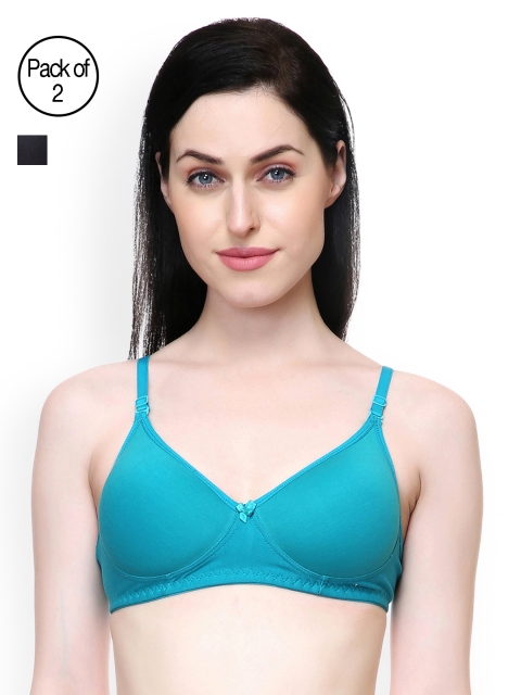 

Lady Lyka Women Pack of 2 Teal Green & Black T-shirt Bras MISTIQUE-GRN-BREEZE-BLK