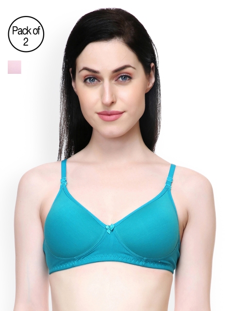 

Lady Lyka Women Pack of 2 Pink & Teal Green T-shirt Bras BREEZE-PNK-MISTIQUE-GRN