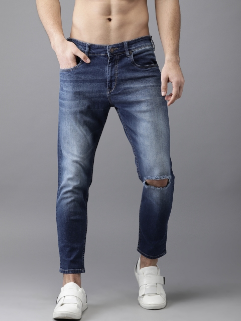 

HERE&NOW Men Blue Slim Fit Mid-Rise Slash Knee Stretchable Jeans