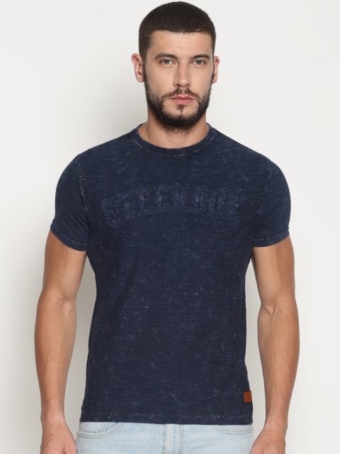 

Steenbok Men Navy Blue Printed Round Neck T-shirt
