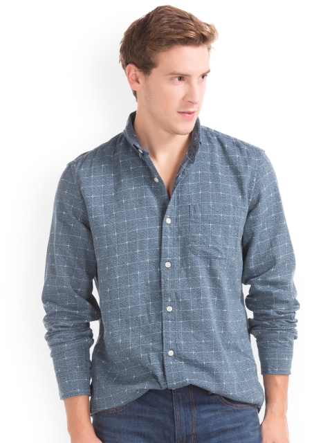 

GAP Men Blue Indigo Twill Dobby Standard Fit Shirt