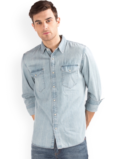 

GAP Men Blue Denim Western Shirt