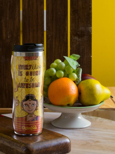 

Chumbak Unisex Yellow Printed Sipper Bottle