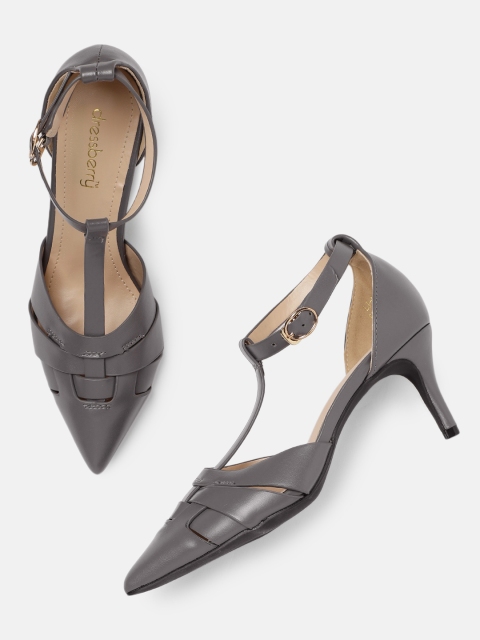 

DressBerry Women Charcoal Grey Solid Pumps