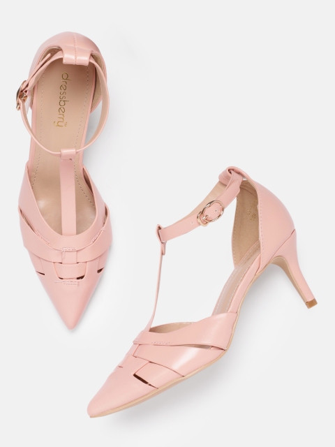 

DressBerry Women Pink Solid Sandals