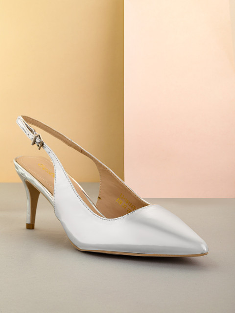 

DressBerry Women Silver-Toned Solid Pumps