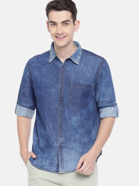 

HERE&NOW Men Blue Regular Fit Faded Casual Shirt