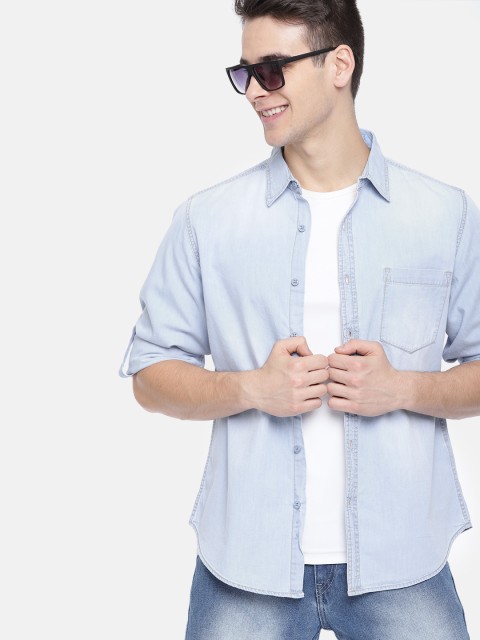 

HERE&NOW Men Blue Regular Fit Solid Casual Shirt