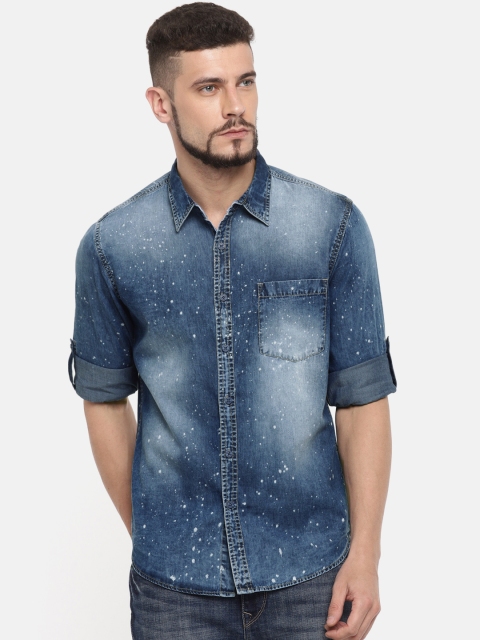 

HERE&NOW Men Blue Regular Fit Faded Chambray Casual Shirt