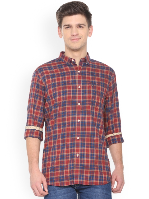 

Allen Solly Men Maroon & Blue Regular Fit Checked Casual Shirt