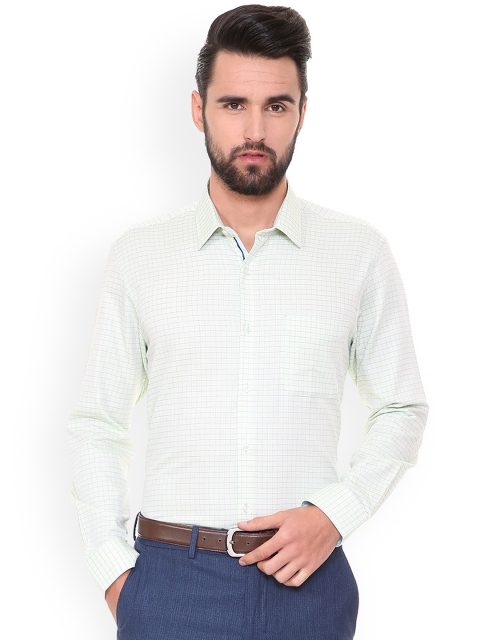

Peter England Men Green Regular Fit Checked Formal Shirt