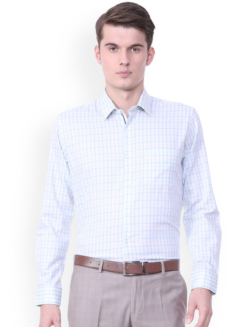 

Peter England Men Blue Regular Fit Checked Formal Shirt