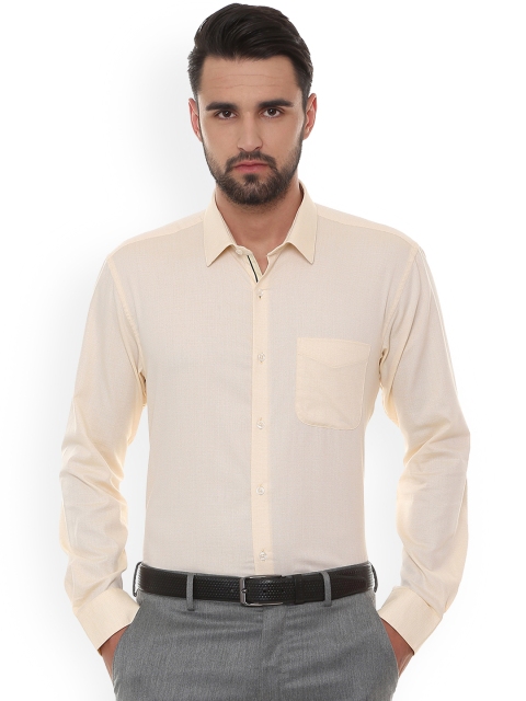 

Peter England Men Cream-Coloured Regular Fit Self Design Formal Shirt