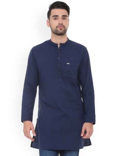

Peter England Men Navy Blue Solid Straight Kurta
