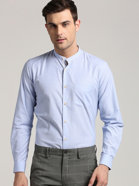 

Peter England Men Blue Slim Fit Self Design Formal Shirt