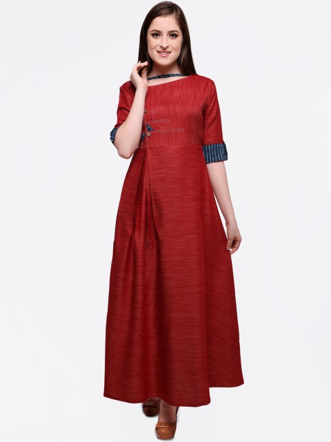 

Florence Women Maroon Solid A-Line Kurta