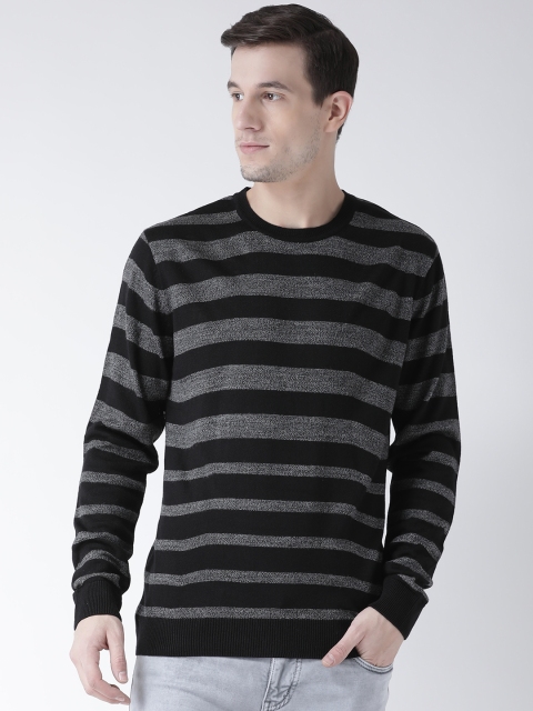 

Club York Men Black & Grey Striped Pullover