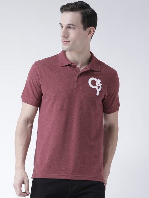 

Club York Men Burgundy Solid Polo Collar T-shirt