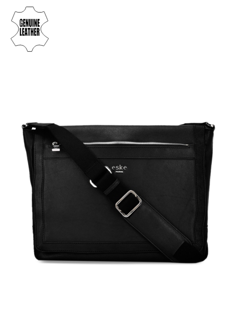 

Eske Men Black Solid Leather Laptop Bag