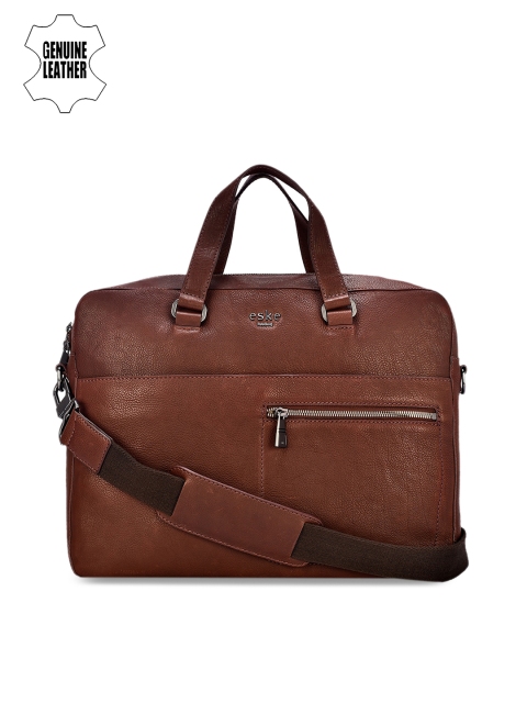 

Eske Men Brown Solid Leather Laptop Bag