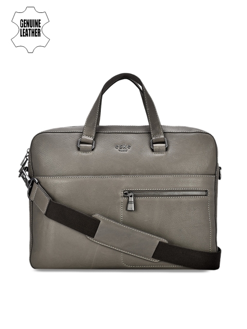 

Eske Men Grey Solid Leather Laptop Bag