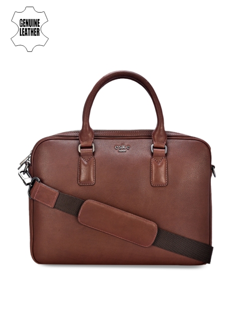 

Eske Men Brown Solid Leather Laptop Bag