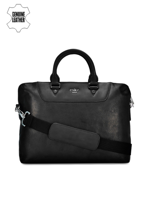 

Eske Men Black Solid Leather Laptop Bag