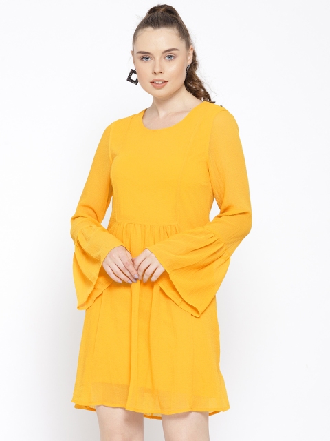 

Vero Moda Women Mustard Yellow Solid A-Line Dress