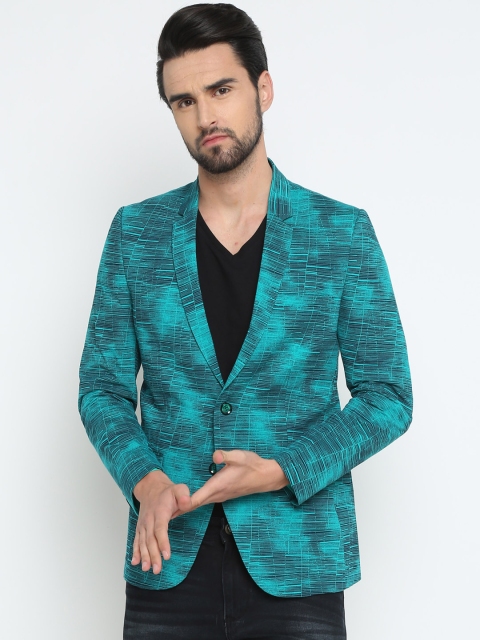 

SHOWOFF Men Green Printed Slim Fit Single-Breasted Blazer
