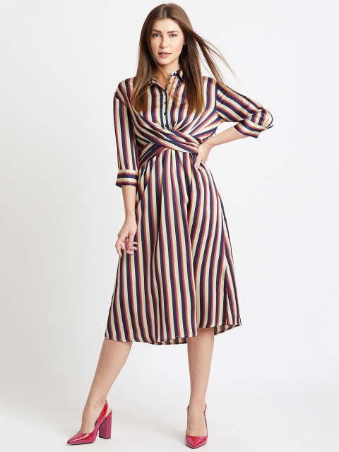 

COVER STORY Women Navy Blue Striped Shirt Dress