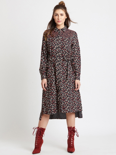 

COVER STORY Women Black Printed Shirt Dress