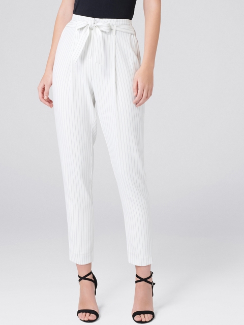 

Forever New Women White Slim Fit Solid Peg Trousers