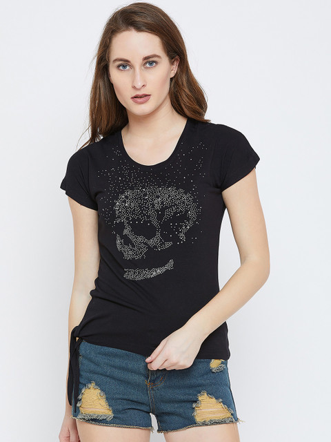 

PUNK Women Black Embellished Top