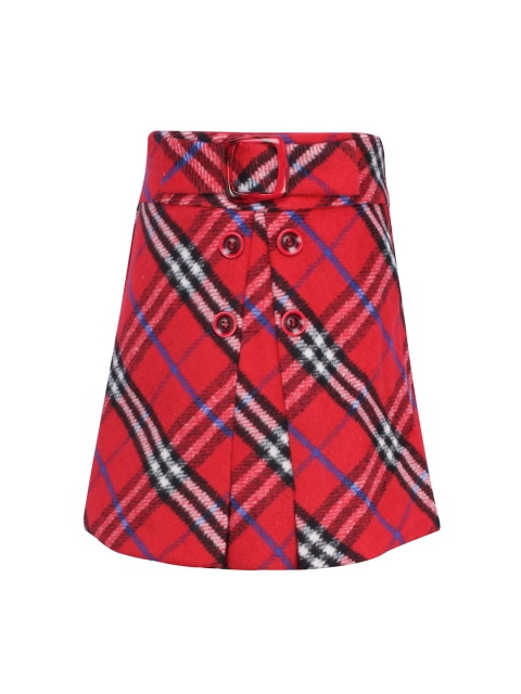 

CUTECUMBER Girls Red & Black Checked A-Line Skirt