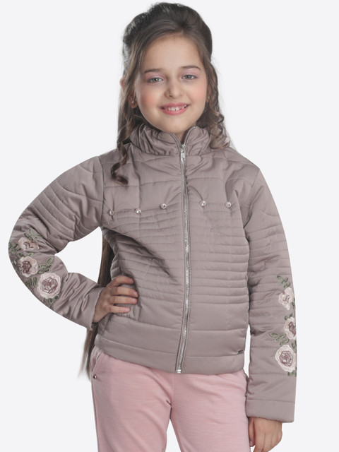 

CUTECUMBER Girls Taupe Solid Puffer Jacket