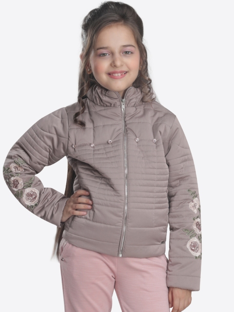 

CUTECUMBER Girls Taupe Solid Puffer Jacket