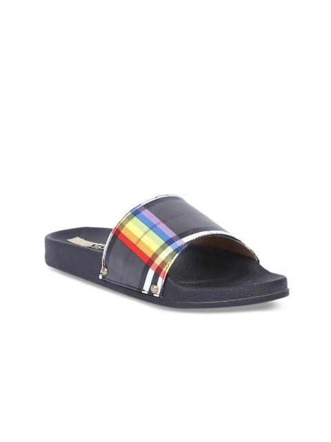 

GNIST Women Multicoloured Checked Synthetic Open Toe Flats, Multi