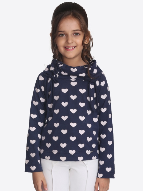 

CUTECUMBER Girls Navy Blue Printed Top
