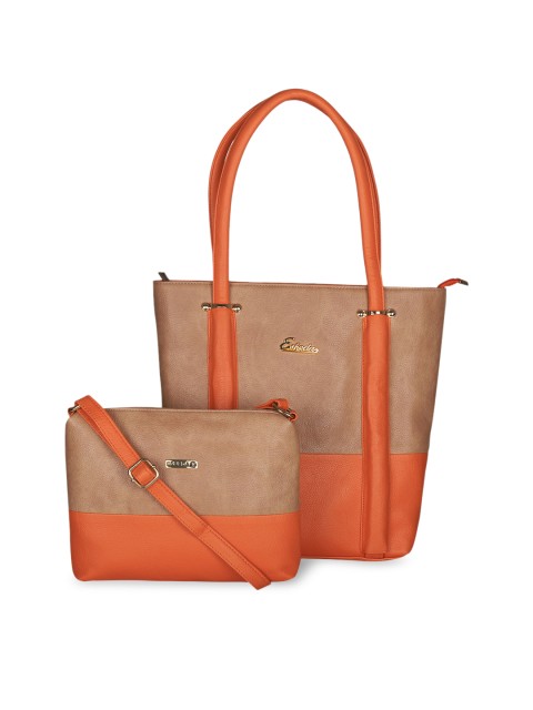 

ESBEDA Orange & Beige Colourblocked Shoulder Bag